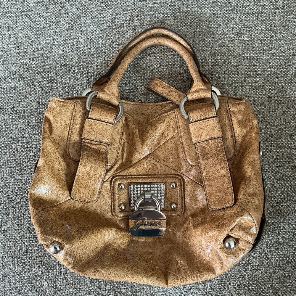 Guess Vintage Y2K Tan Leather Shoulder Bag
